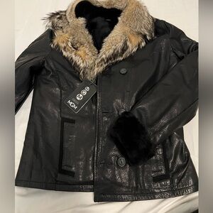 Vintage leather and fur jacket